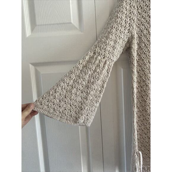 J. Jill Women's Medium‎ Tan Sweater Open Knit Fisherman Coastal Large Hole Knit - Picture 4 of 7